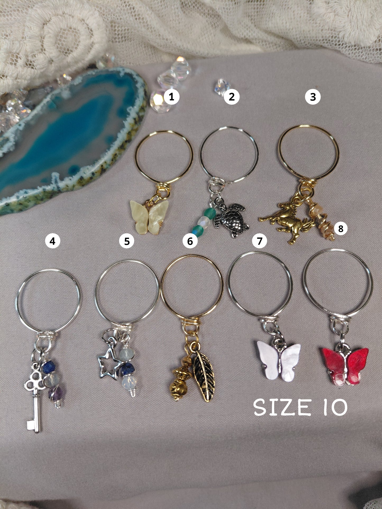 One of A Kind Charm Rings-Size 10