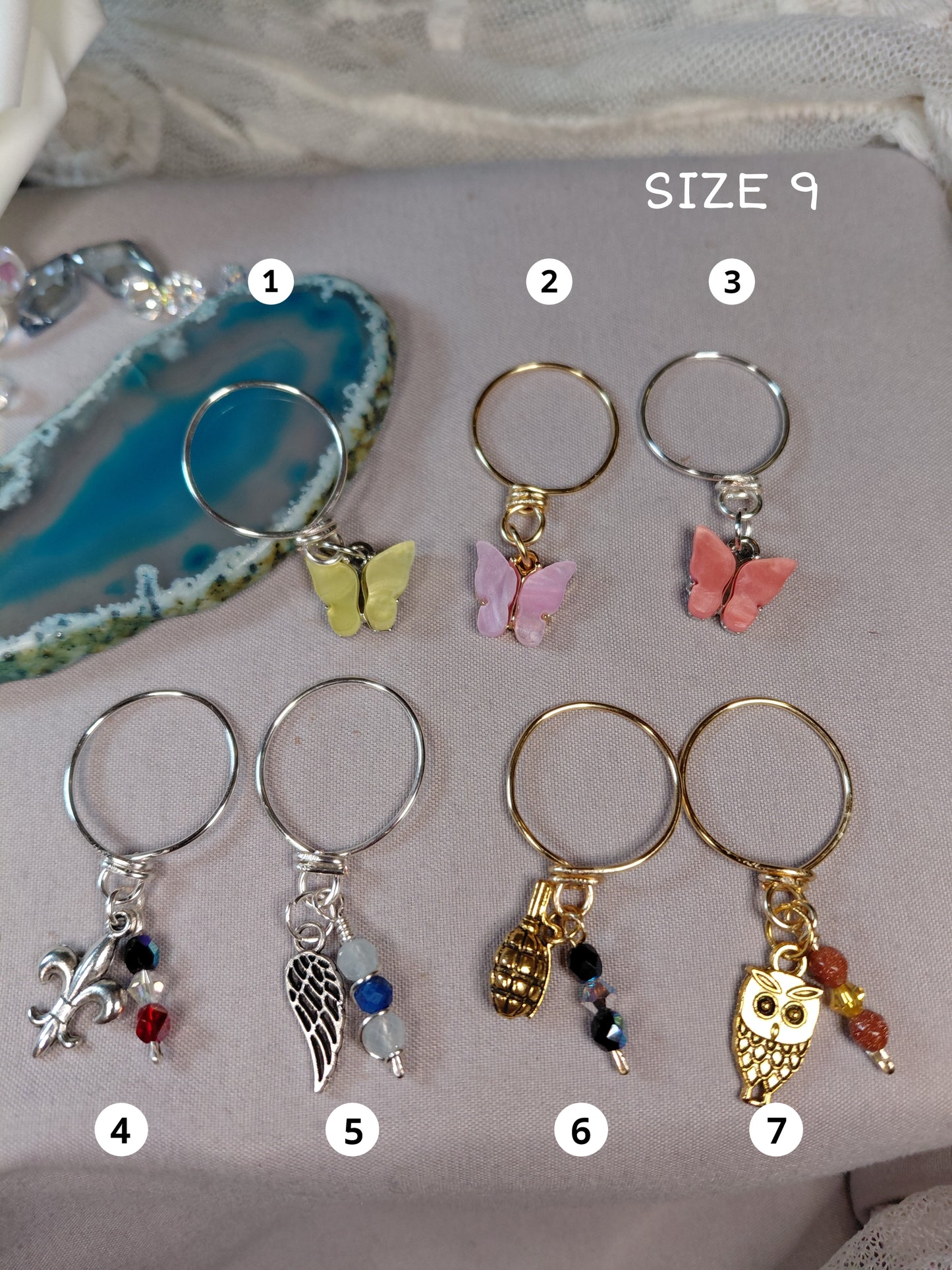 One of A Kind Charm Rings- Size 9