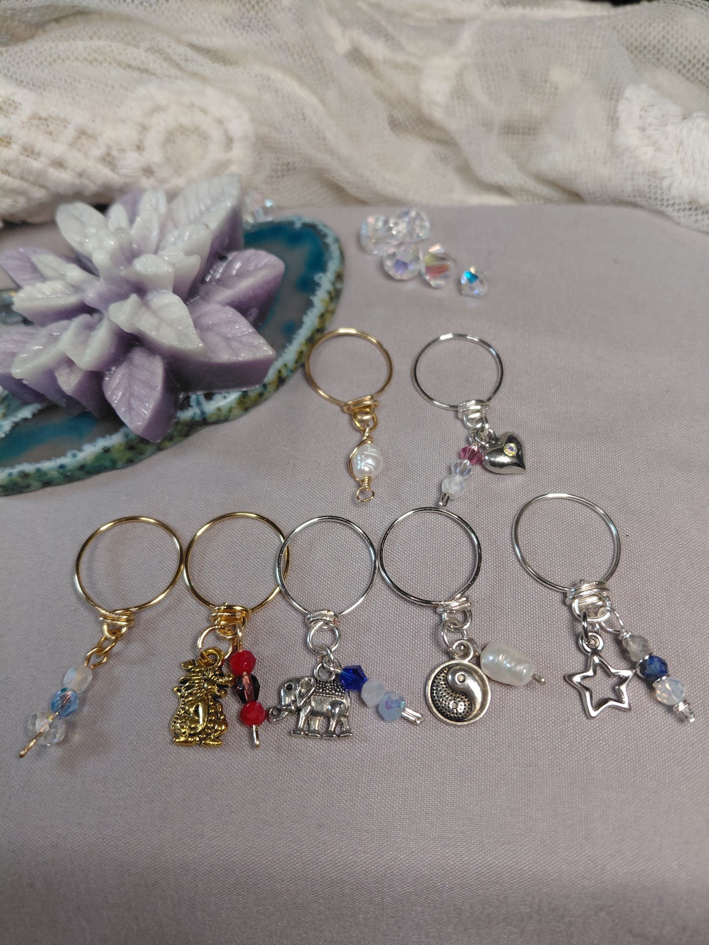 One of A Kind Charm Rings-Size 5